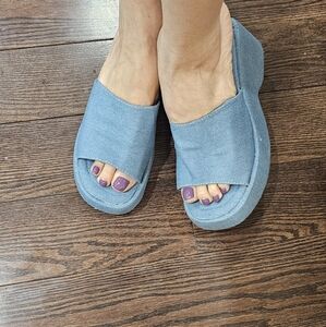 Stylish Denim Blue Women's Slide Sandals
